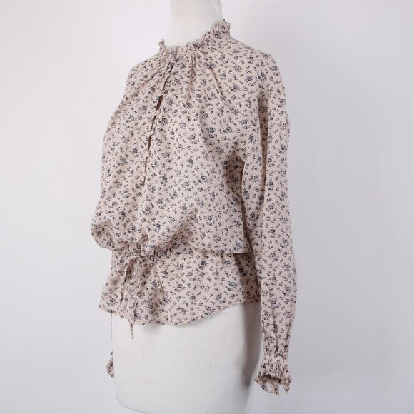 Joie Top Sz S Lt Pink Lavender Multi Color Floral Collared Cotton Viscose Top - Picture 4 of 13